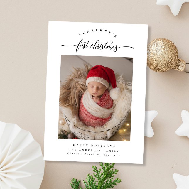 Cartes Pour Fêtes Annuelles Première photo de Noël du bébé moderne (Créateur téléchargé)