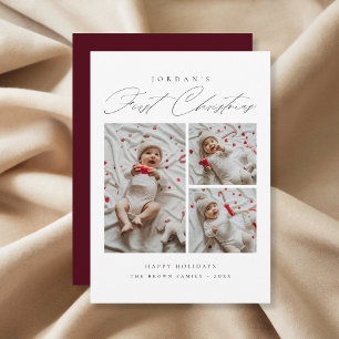 Cartes Pour Fêtes Annuelles Première photo de Noël du bébé moderne Bourgogne