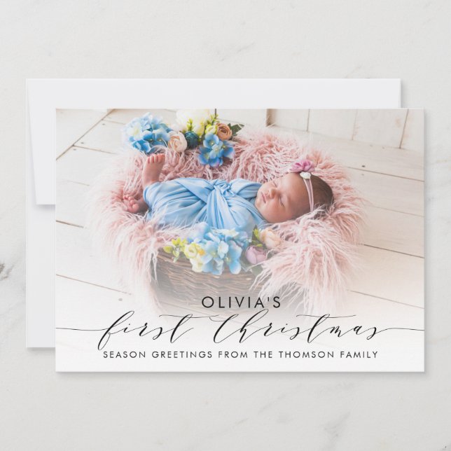 Cartes Pour Fêtes Annuelles Première photo de Noël Elégante à la main (Devant)