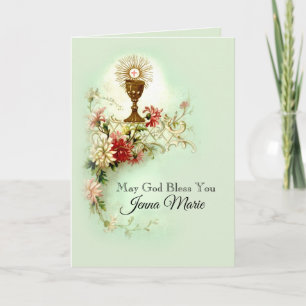 Cartes Pour Fêtes Annuelles Première Sainte Communion Vierge Marie Fleurs Vint