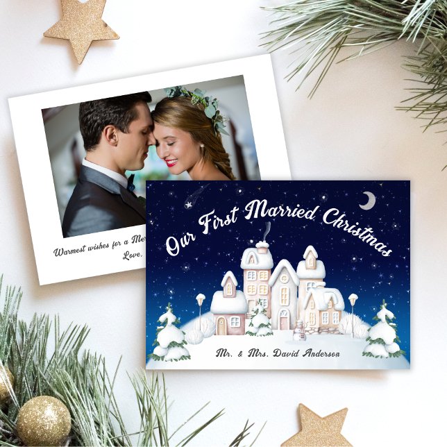 Cartes Pour Fêtes Annuelles Premières mariées Photo de Noël (Créateur téléchargé)