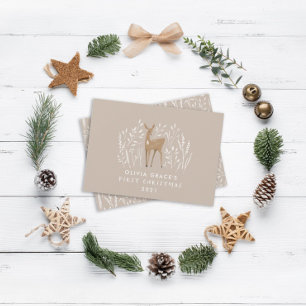 Cartes Pour Fêtes Annuelles Premiers Noël rennes naturels délicat rustique