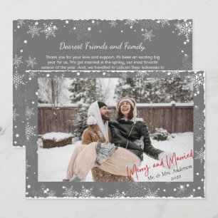 Cartes Pour Fêtes Annuelles Premiers Snowflakes de Noël Joyeux et Marié Photo