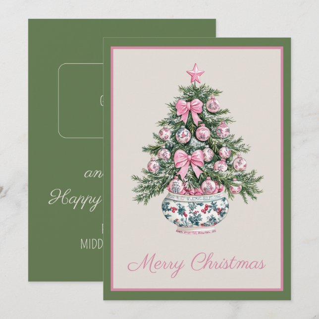 Cartes Pour Fêtes Annuelles Preppy Chinoiserie Christmas Tree Gift Card Holder (Devant / Derrière)