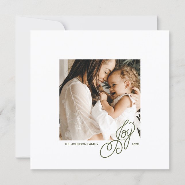 Cartes Pour Fêtes Annuelles Preppy Green Striped Square Photo Holiday Card (Devant)