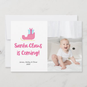 Cartes Pour Fêtes Annuelles Preppy Santa Clause arrive Photo de Noël