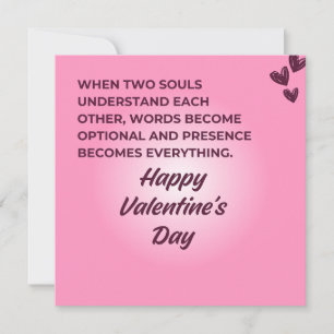 Cartes Pour Fêtes Annuelles Présence Emouvante Citation Joyeuse Saint-Valentin