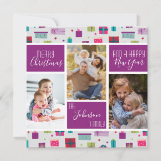 Cartes Pour Fêtes Annuelles Présente Joyeux Noël Famille Photo Collage