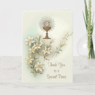 Cartes Pour Fêtes Annuelles Prêtre catholique Première communion Merci