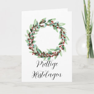 Cartes Pour Fêtes Annuelles Prettige Kerstdagen, couronne néerlandaise de Noël