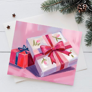 Cartes Pour Fêtes Annuelles Pretty Pink Presents   Peinture de célébration de 
