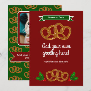 Cartes Pour Fêtes Annuelles Pretzels de vacances en Rouge & Vert - propre text