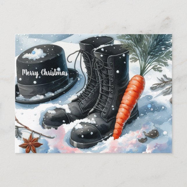 Cartes Pour Fêtes Annuelles Preuve de l'hiver du bonhomme de neige (Devant)