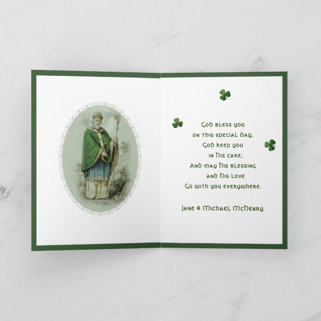 Cartes Pour Fêtes Annuelles Prière de la Saint-Patrick Shamrocks religieux (Intérieur)
