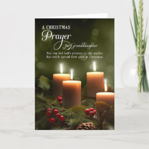 Cartes Pour Fêtes Annuelles Prière de Noël de la petite-fille Chandelles chrét