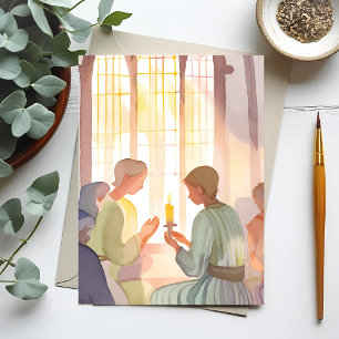 Cartes Pour Fêtes Annuelles Prière d'église religieuse   Aquarelle fait main