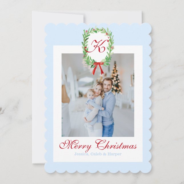 Cartes Pour Fêtes Annuelles Prière Monogramme de Noël (Devant)