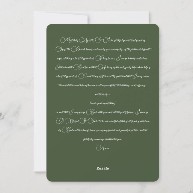 Cartes Pour Fêtes Annuelles Prière Saint Jude (Dos)
