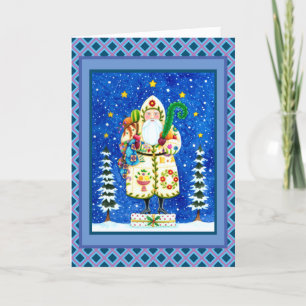 CARTES POUR FÊTES ANNUELLES PRIMITIVE FOLKART BALTIMORE QUILT PÈRE NOËL