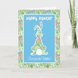 Cartes Pour Fêtes Annuelles Primroses mignon lapin Pâques à travers les Miles