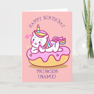 Cartes Pour Fêtes Annuelles Princess Birthday Cute Unicorn Card