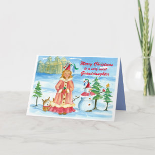 Cartes Pour Fêtes Annuelles Princesse Castle de petite-fille de Joyeux Noël
