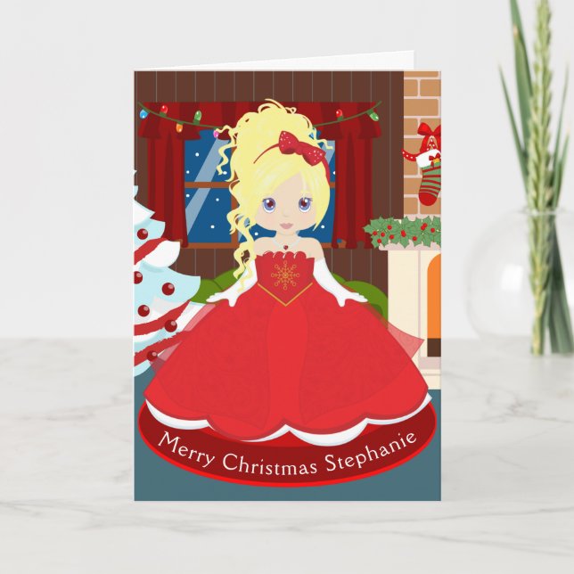 Cartes Pour Fêtes Annuelles Princesse de Noël blonde (Devant)