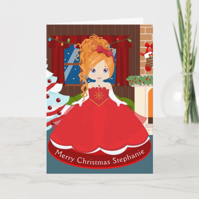 Cartes Pour Fêtes Annuelles Princesse de Noël de Red Hair (Devant)
