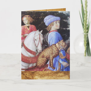 Cartes Pour Fêtes Annuelles Procession de Magus Melchior, Cheval, Chat sauvage