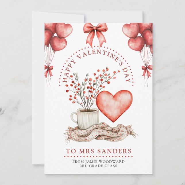 Cartes Pour Fêtes Annuelles Professeur Bonne Saint-Valentin    (Devant)