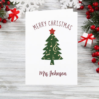 Cartes Pour Fêtes Annuelles Professeur de Musique Flûte Piano Violon Arbre de
