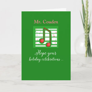 Cartes Pour Fêtes Annuelles Professeur de musique, M. Couden, nom
