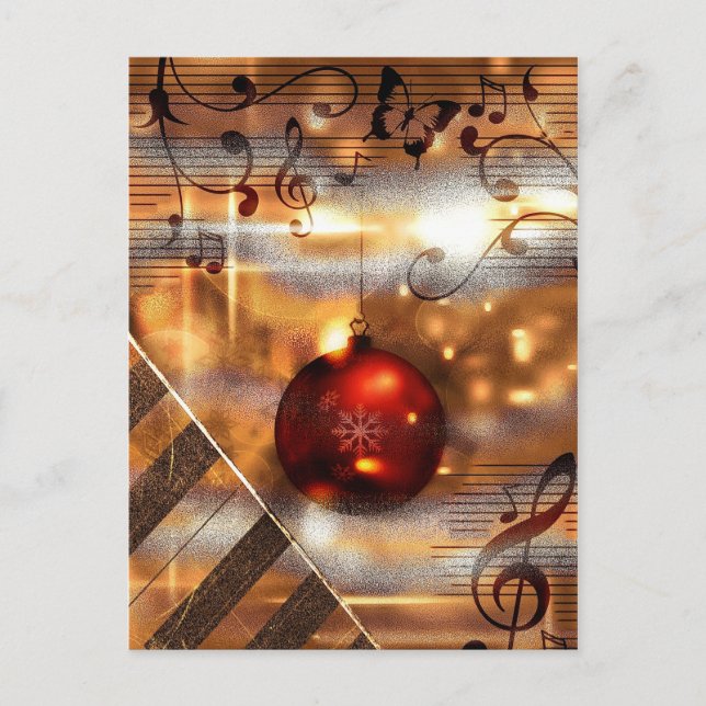Cartes Pour Fêtes Annuelles Professeur de piano musique Noël (Devant)