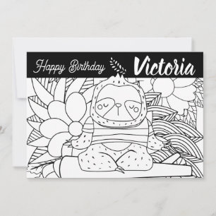 Cartes Pour Fêtes Annuelles Professeur de Yoga Paresseux Anniversaire Floral C