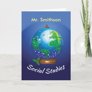 Cartes Pour Fêtes Annuelles Professeur d'études sociales personnalisable, M. S