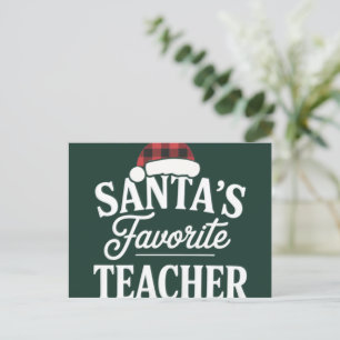 Cartes Pour Fêtes Annuelles Professeur préféré du Père Noël Noël Enseigner aux