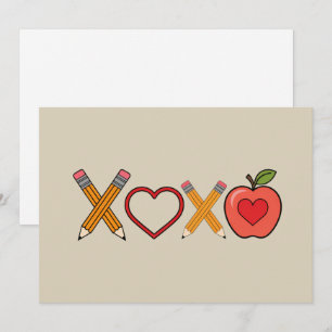 Cartes Pour Fêtes Annuelles Professeur XOXO Crayon Saint Valentin et pomme
