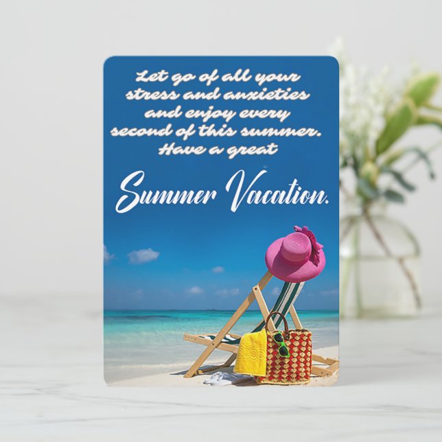 Cartes Pour Fêtes Annuelles Profitez de vacances d'été à la plage (Debout devant)