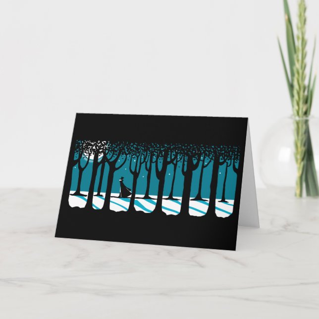 Cartes Pour Fêtes Annuelles Promenade d'hiver dans Moonlit Woods. (Devant)