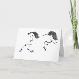 Cartes Pour Fêtes Annuelles Promenade - peinture de Sumi-e de cheval