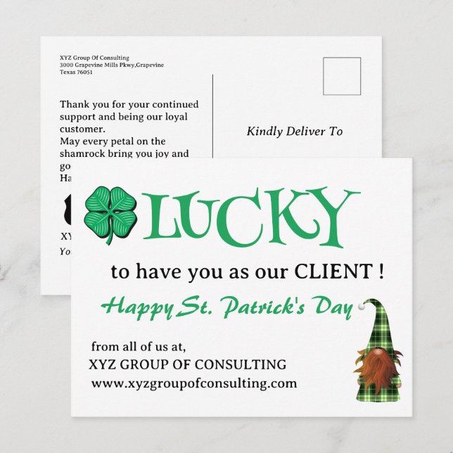 Cartes Pour Fêtes Annuelles Promotion commerciale de la Saint-Patrick (Devant / Derrière)