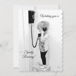 Cartes Pour Fêtes Annuelles Prompt rétablissement, enfant, vieux téléphone,