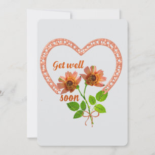 Cartes Pour Fêtes Annuelles Prompt rétablissement Fleurs oranges & Cœur