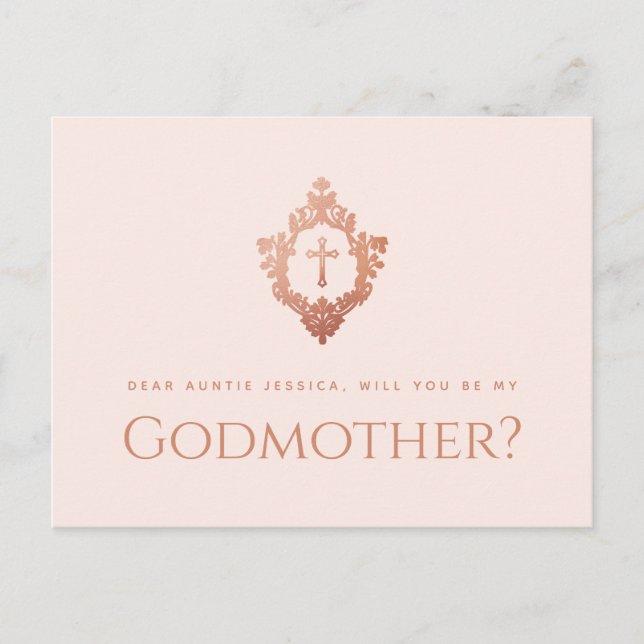 Cartes Pour Fêtes Annuelles Proposition Godmère Rose Rose Gold Croix Crest Gir (Devant)