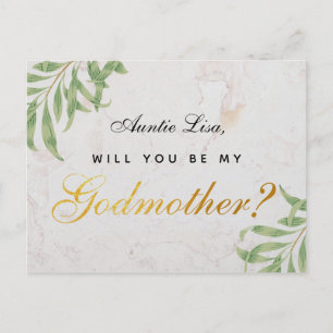 Cartes Pour Fêtes Annuelles Proposition Godmother Folift Marble Faux Script d'