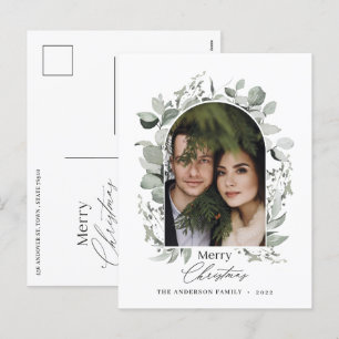 Cartes Pour Fêtes Annuelles Propre élégant moderne botanique vert gris photo h