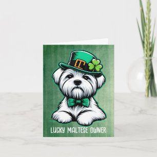 Cartes Pour Fêtes Annuelles Propriétaire chanceux d'un chien maltais, joyeuse 