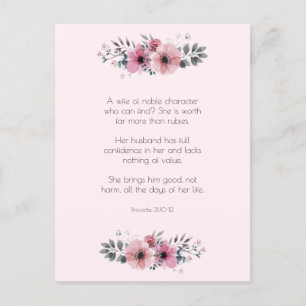 Cartes Pour Fêtes Annuelles Proverbs 31 Woman Bible Verse Flowers Postcard