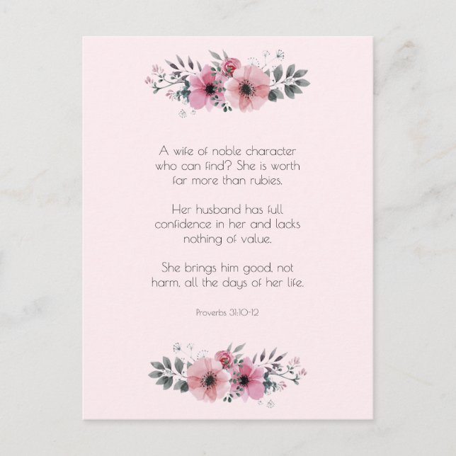 Cartes Pour Fêtes Annuelles Proverbs 31 Woman Bible Verse Flowers Postcard (Devant)