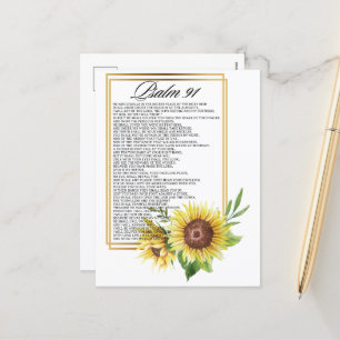 Cartes Pour Fêtes Annuelles Psaume 91 Aquarelle Tournesol Écritures de cadre